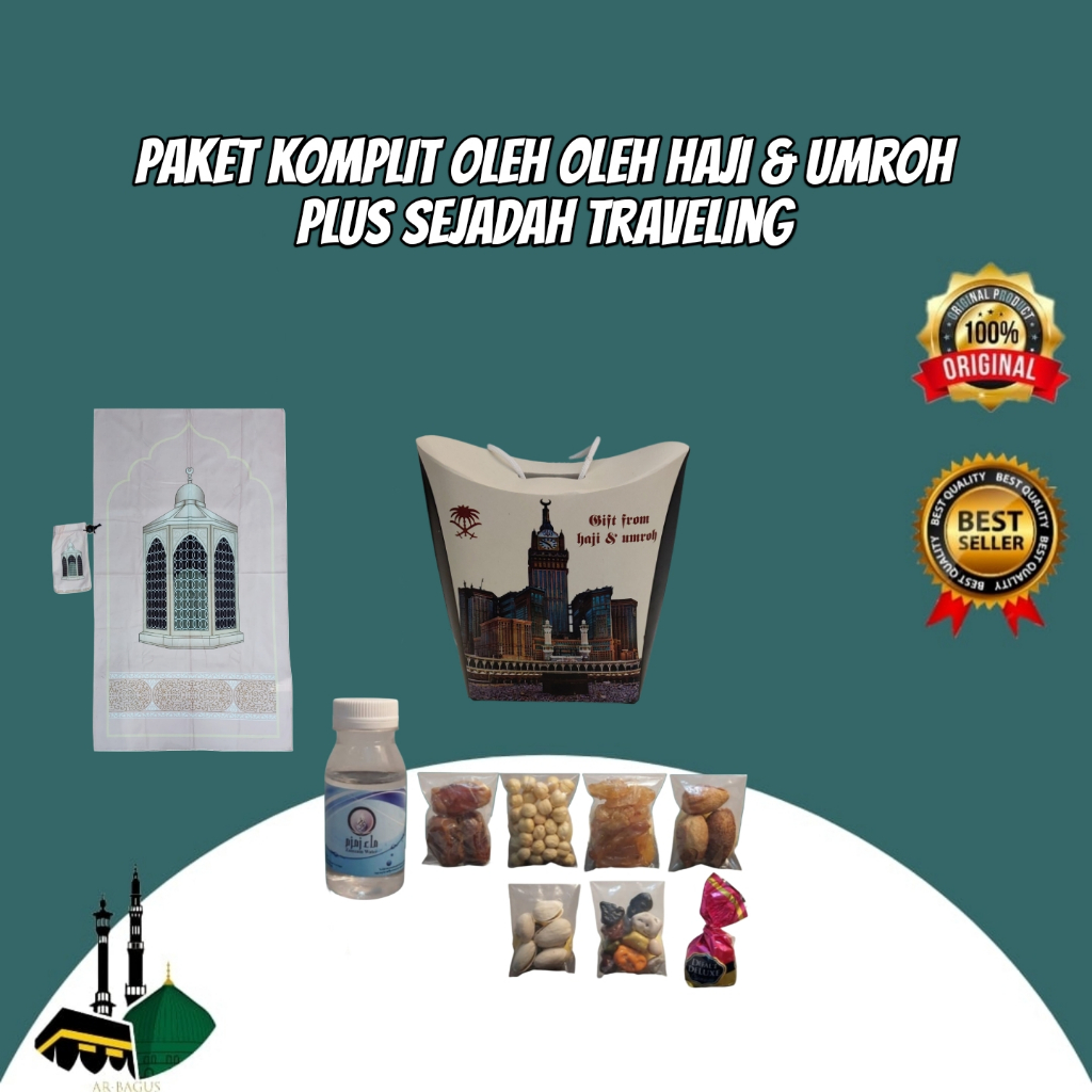 

Paket oleh oleh haji & umroh komplit 25 pcs plus sejadah traveling pouch