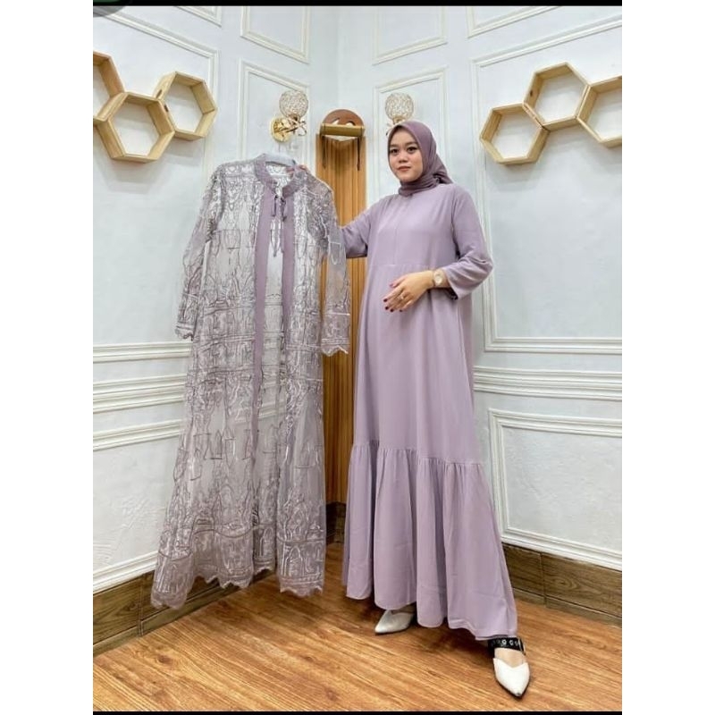 Gamis Outer Brukat Lepas Pasang
