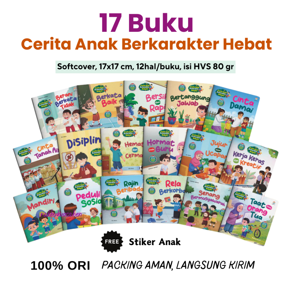 (Paket 17 Buku) SOFTCOVER Seri Cerita Anak Berkarakter Hebat- Buku Cerita Anak Bergambar