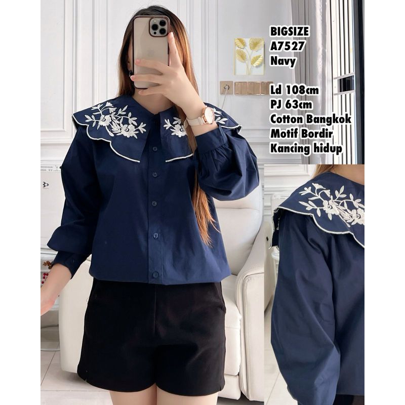 A7527 blus cotton Bangkok motif bordir