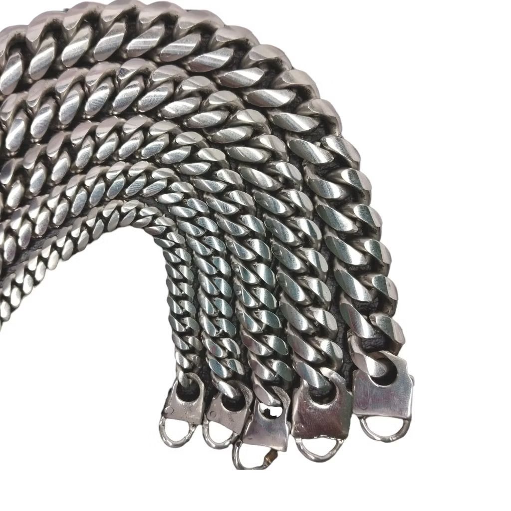 Gelang Tangan Rantai Besar Baja Putih Anti Karat Titanium Stainless Steel Aksesoris Pria Dewasa