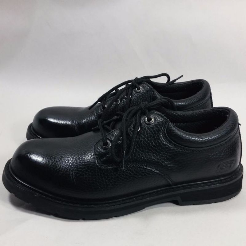 King's -sepatu safety kulit tali pria hitam polos