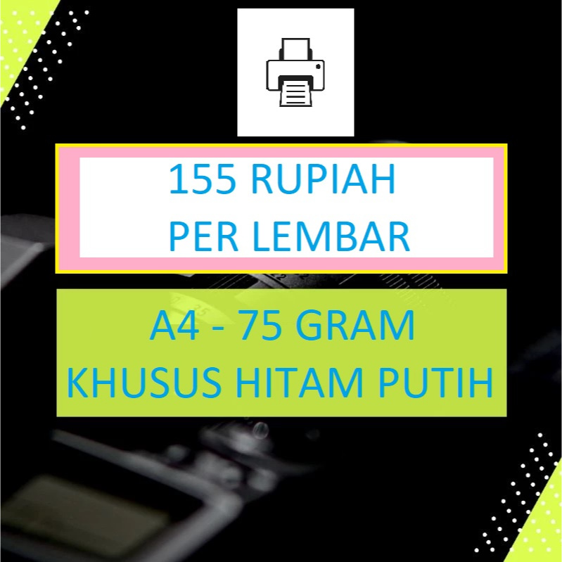 

Print Cetak Document , File Khusus Hitam Putih BW B/W Black White termurah kertas A4 - 75 Gram, tersedia ukuran dan print warna