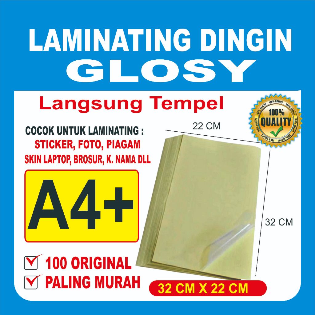 

Plastik Laminasi Dingin A4+ isi 20 lembar - Motif Glossy&DOFF( Sticker Bening Transparant Pelapis Kertas Foto Glossy Photo Paper