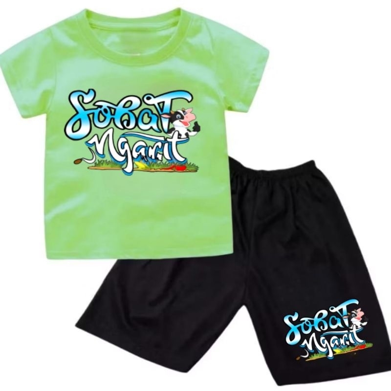 SOBAT NGARIT SETELAN KAOS ANAK GAMBAR VIRAL MAS IYUN SOBAT NGARIT(rumput)