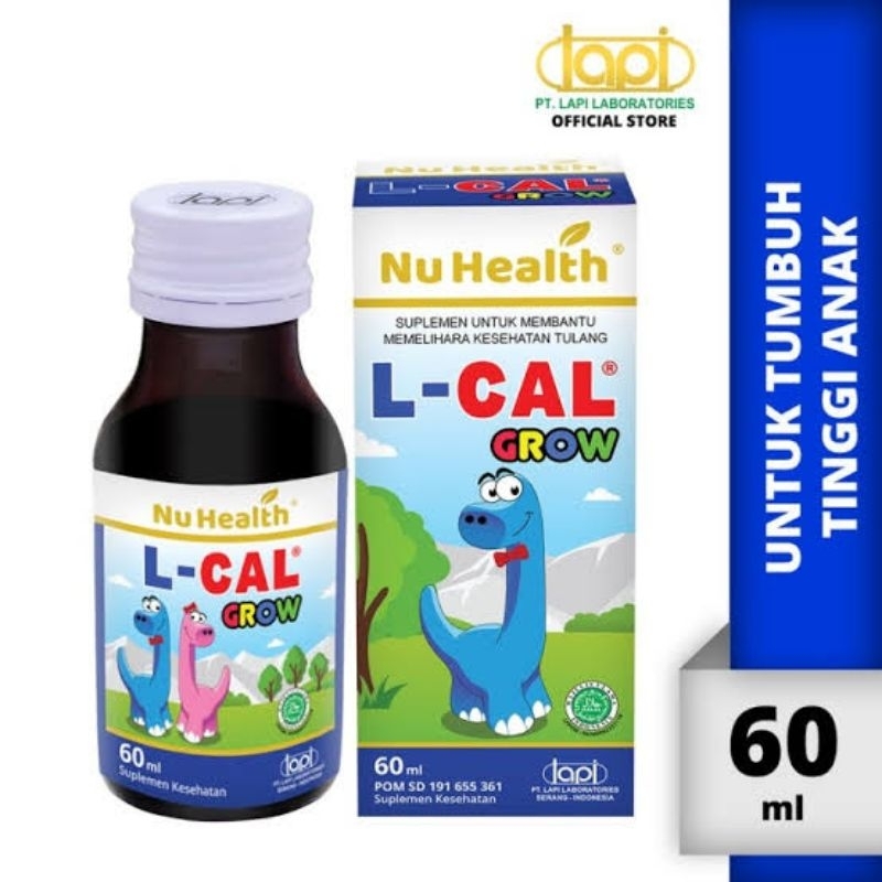 L-CAL GROW 60ml Nu Healt BPOM HALAL Suplement Kesehatan Tulang Tumbuh Tinggi Anak Kalsium Vit D3 K2 