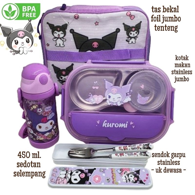 set bekal anak Kuromi stainless