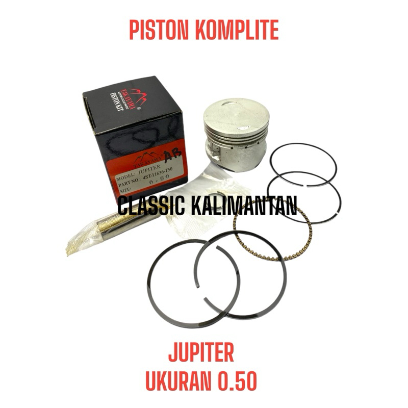 PISTON KOMPLITE PISTON YAMAHA JUPITER OLD UKURAN 0.50 LAMA PISTON BERKUALITAS TAKAYAMA