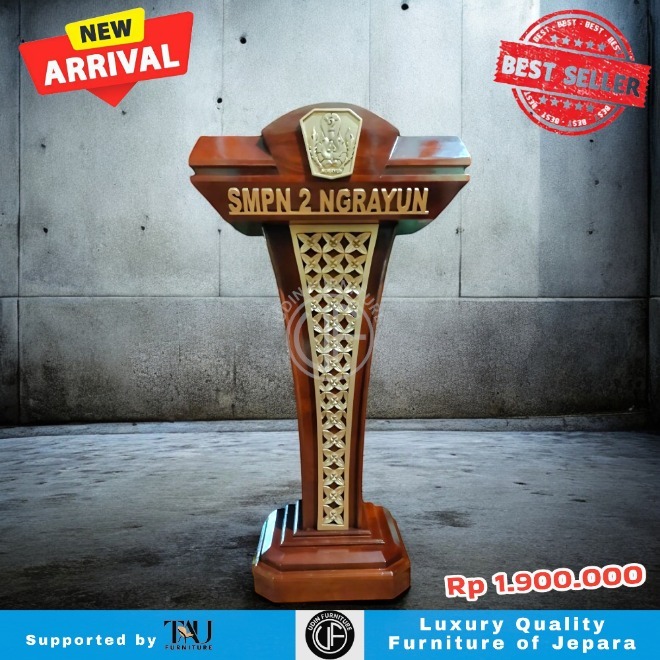 Podium Pidato Logo Podium Pidato Sekolah Minimalis Kayu Jati