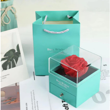 

Rose Valentine Promise Ring Box Liontin Kotak Warna Macaron Anting-Anting Empat murah