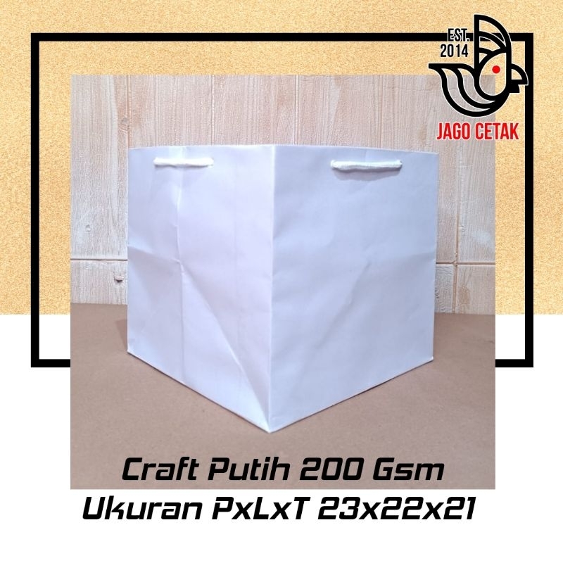 

P 23x22x21 craft putih 200gsm tebal box nasi bento parcel lunch box paperbag putih Surabaya