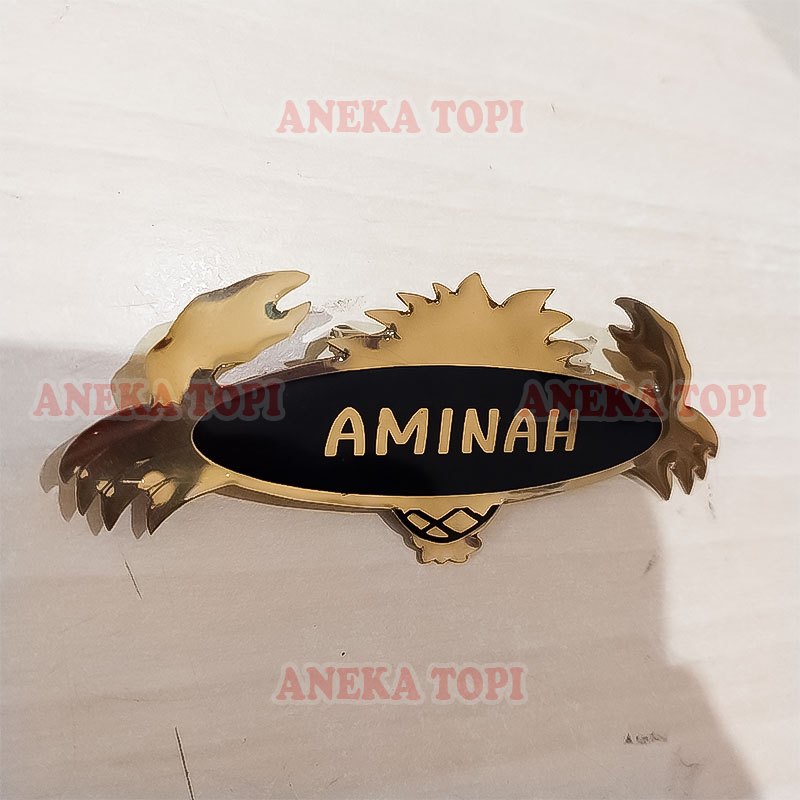 

Name Tag Model Kepiting Nama Dada Bentuk Kepiting Lapis Fiber Pin Nama Custom - Aneka Topi