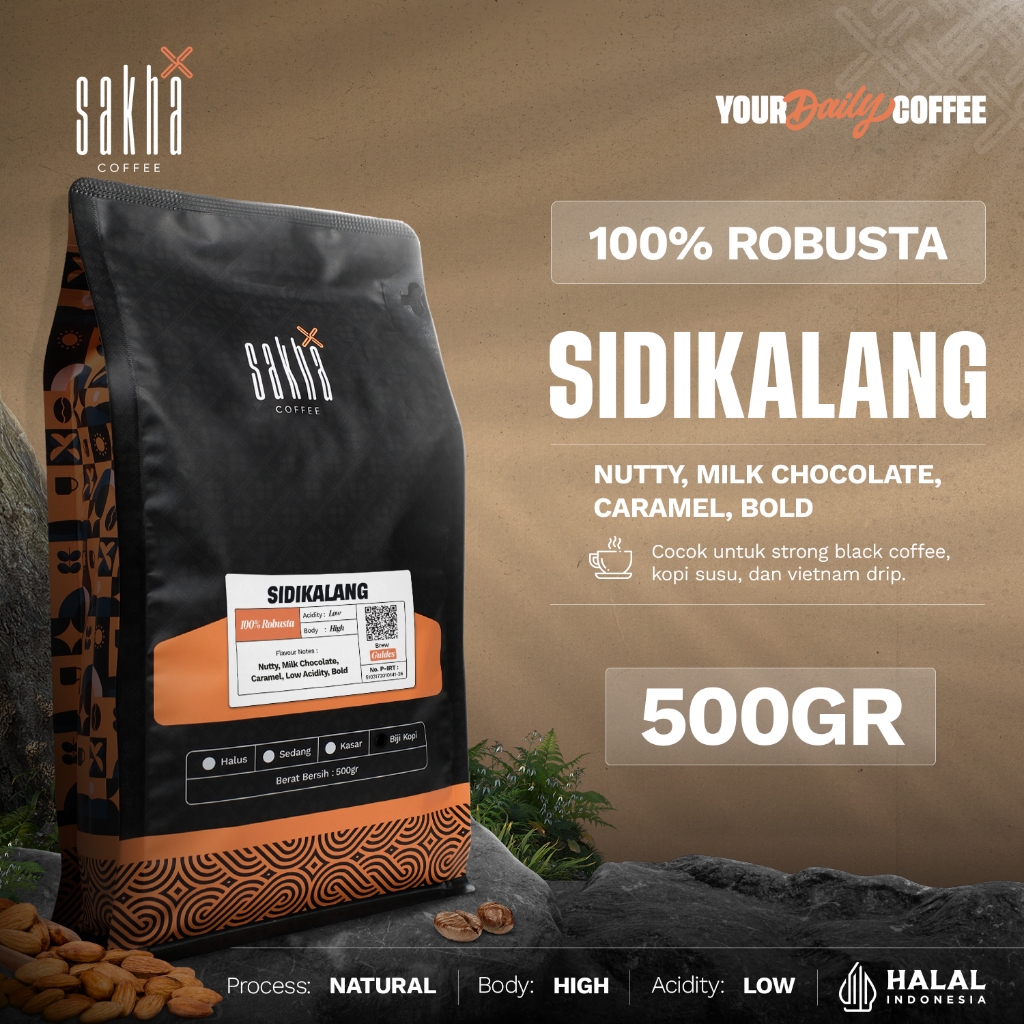 

Kopi Robusta Sidikalang Asli Coffee Roast Bean Espresso Beans 500 Gram Biji Bubuk Sakha Roastery