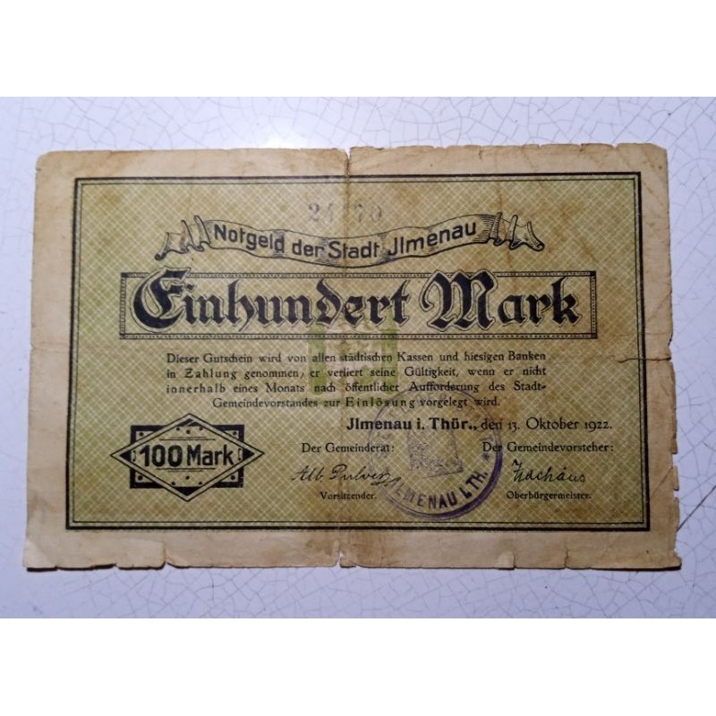 Uang Kertas Notgeld 100 Mark 1922