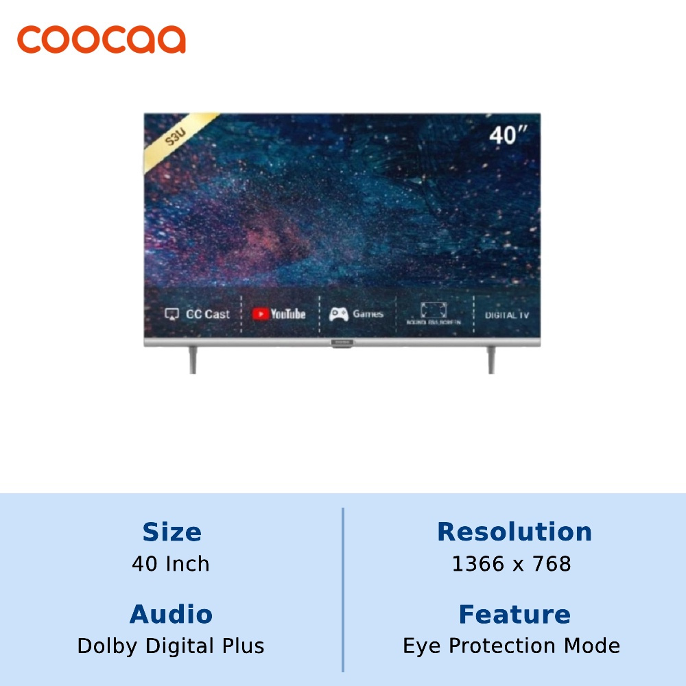 COOCAA 40S3U DIGITAL SMART TV 40 INCH OS COOLITA DOLBY AUDIO   COOCAA 40 inch Smart TV
