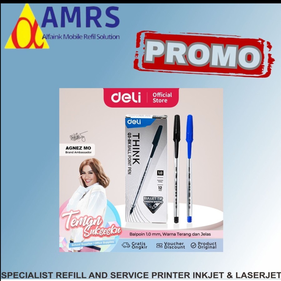 

Deli Ballpoint Pen / Pulpen Bolpoin 1.0 mm Penulisan Halus EQ3-BK