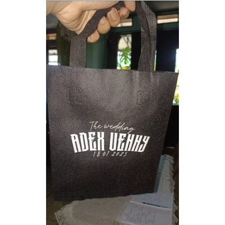 

Goodie Bag Tas Belanja Spunbond Model Tali Handle uk. 25x35x8 Kantong Kain costume free desain sablon