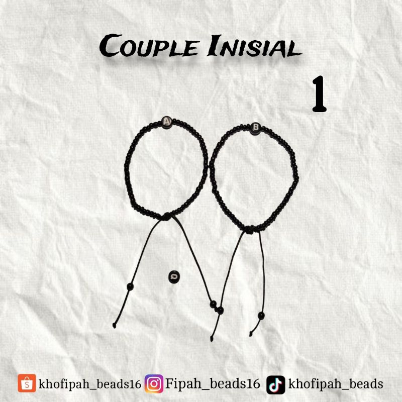Gelang Couple inisial serut/Couple nama/cincin inisial
