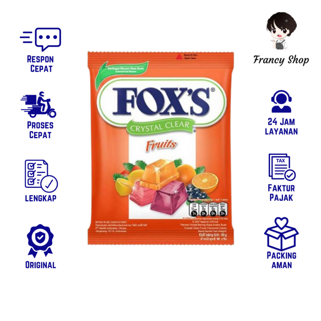 

Permen Fox's Crystal Clear Fruits 90 gr