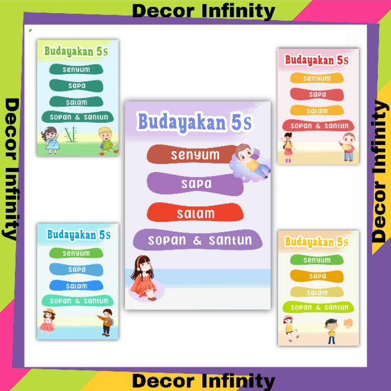 Poster Dinding BUDAYAKAN 5S Poster sekolah edukasi belajar anak