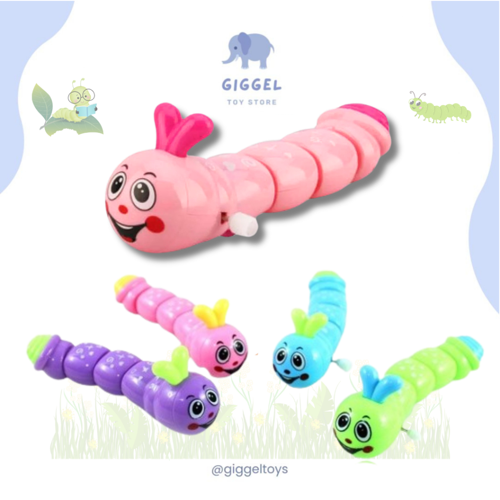 [ Giggel ] Mainan Anak Ulat Bergerak Lucu Warna Cerah Ulat Berjalan Mainan Ulat Gerak Putar
