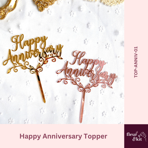 Topper Decoration Happy Anniversary Acrylic Hiasan Kue