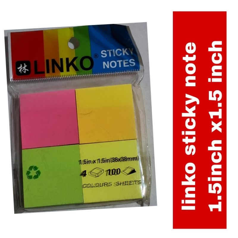 

Linko sticky notes warna/ note kertas/ memo tempel tumpuk 4 warna 38x38mm 100sheets