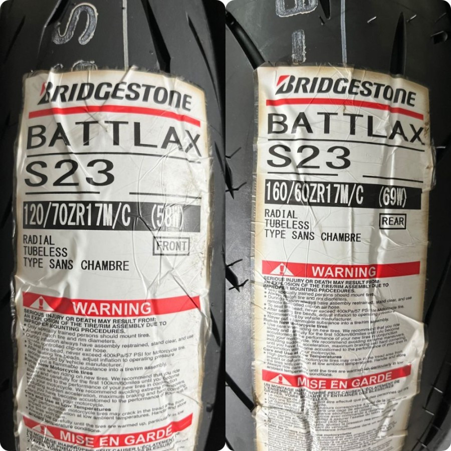 Ban battlax s23 120/70-17 dan belakang 160/60-17 paket depan belakang best price dr