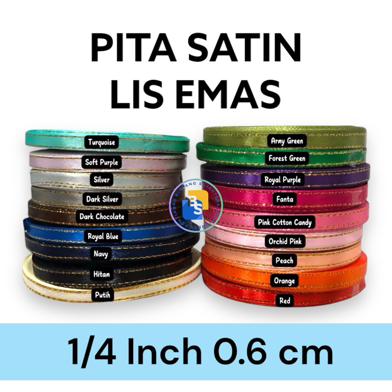 

[ ROLL ] PITA SATIN LIST EMAS 1/4 inch 0,6 cm