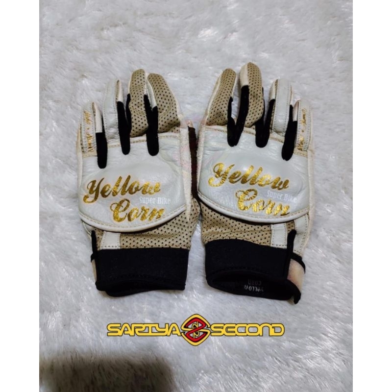 Gloves Yellow Corn Vintage Full Leather Size WS Women Original Product