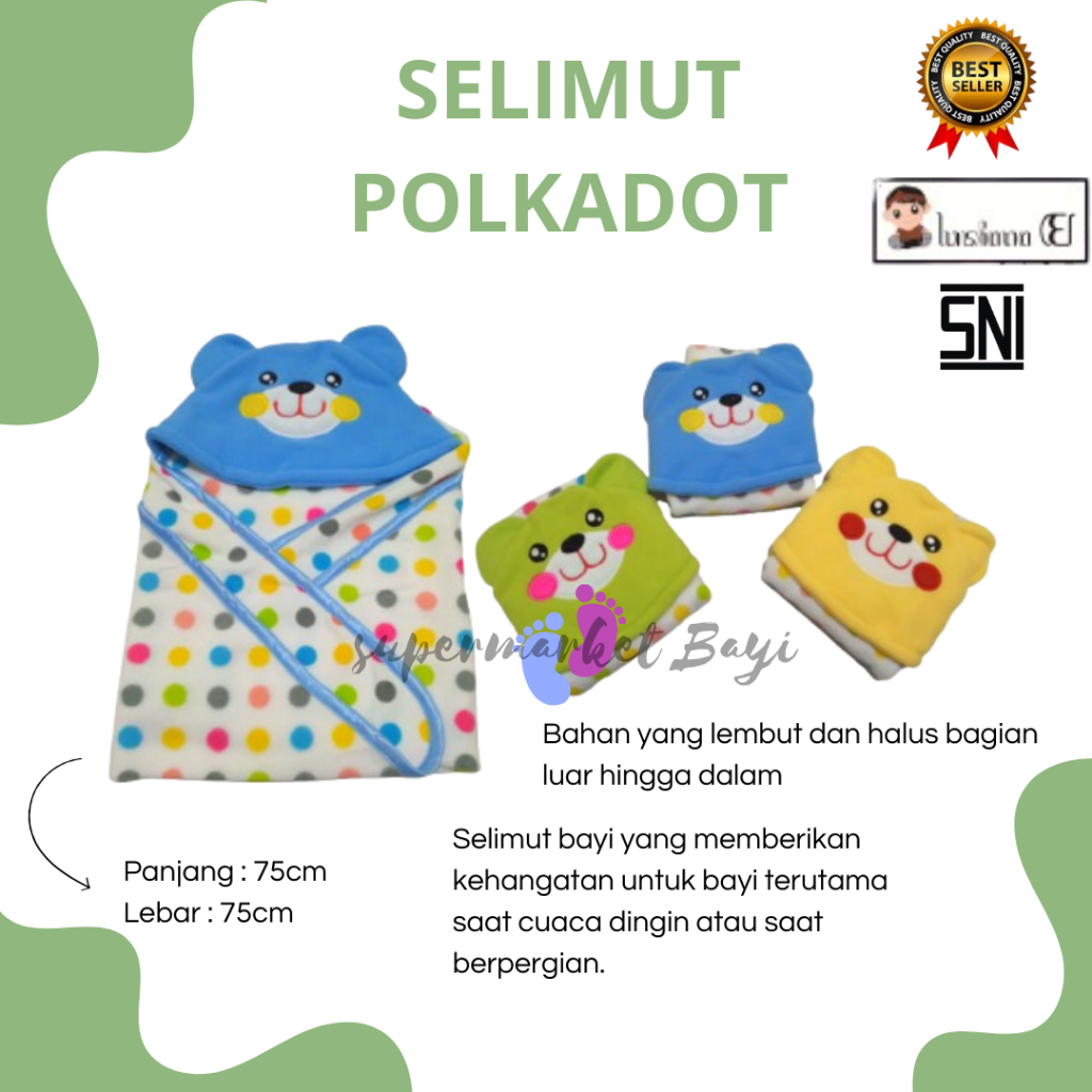 SELIMUT BAYI KARAKTER POLKADOT 656100 / SELIMUT BAYI / SELIMUT LEMBUT