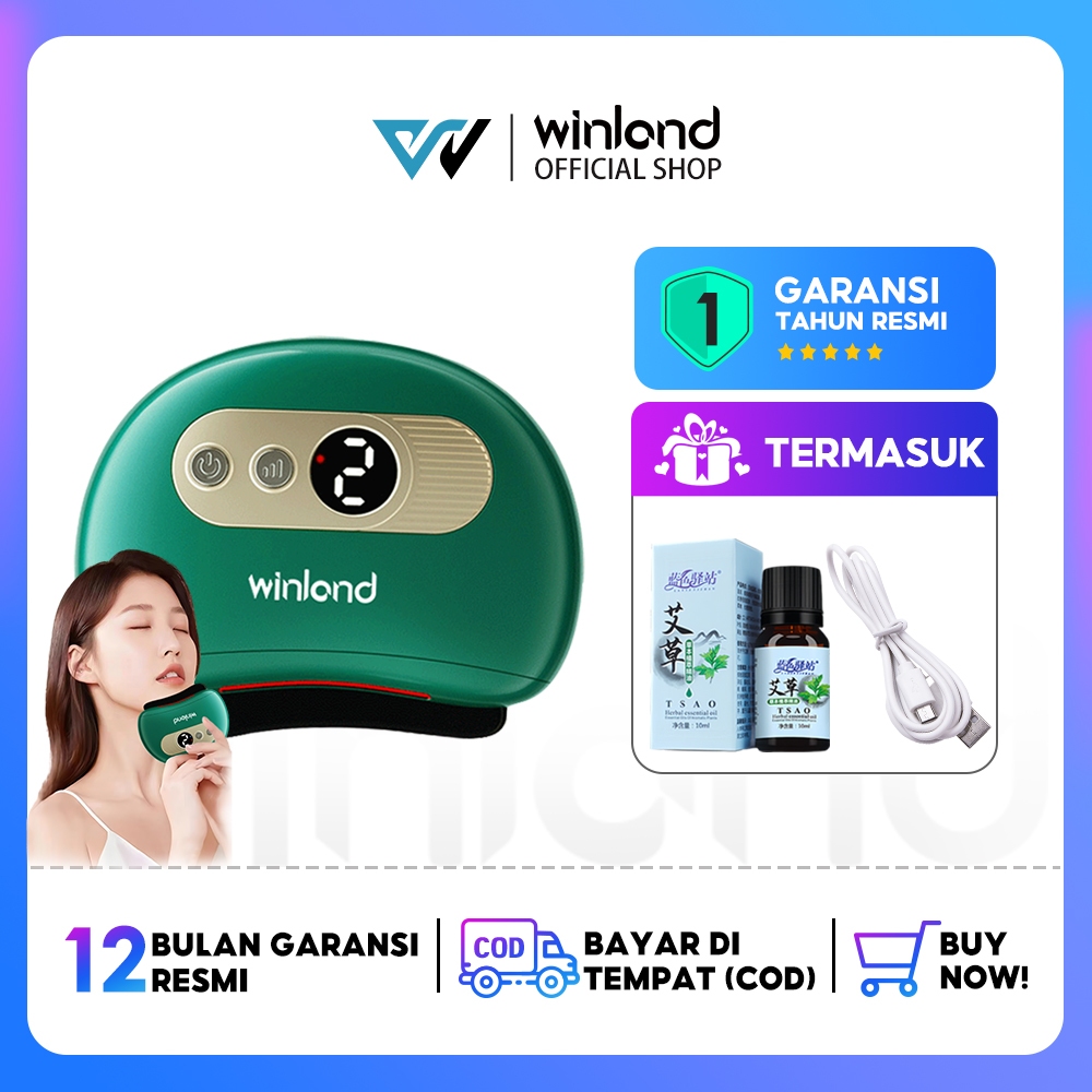 {ORI}Winland Gua Sha Electric Facial Alat Pijat Pemijat Setrika Wajah Face Massage Natural Bianstone