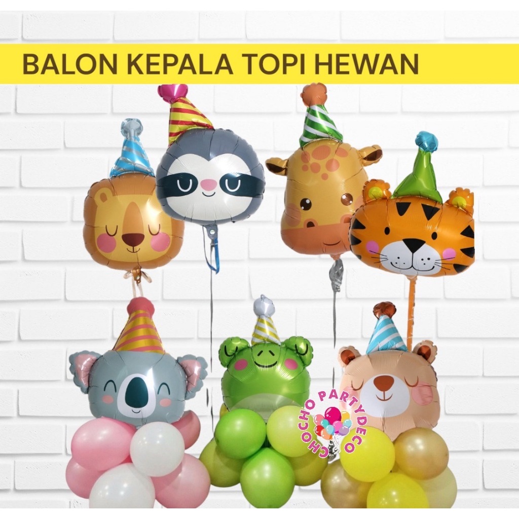 Balon ANIMAL / Balon Foil KEPALA HEWAN TOPI