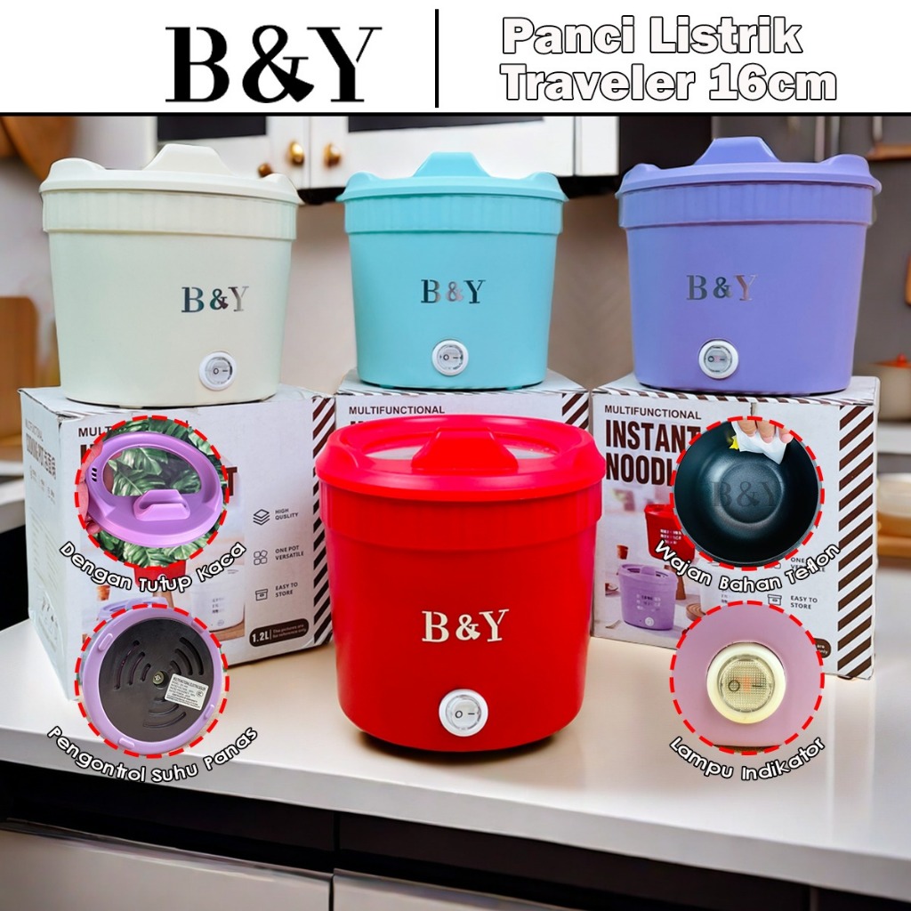 Panci Masak Elektrik Serbaguna 16cm 800ml / Alat Masak Panci Penanak Teflon dan Stainless Multi Fung