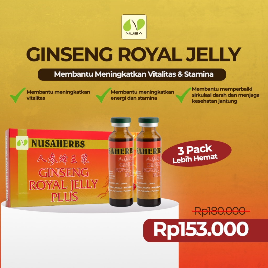 

Beli 3 Box lebih hemat Ginseng Royal Jelly Plus by Nusaherbs