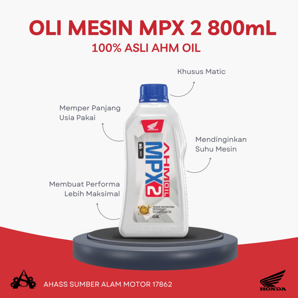 OLI MESIN MOTOR MATIC/OLI MESIN MPX2 0.8L/OLI MESIN BEAT/GENIO/VARIO/SCOOPY/MPX2 0.8L/OLI ASLI HONDA
