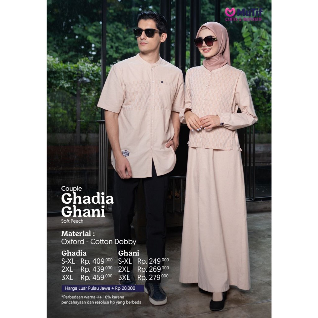 BAJU COUPLE MUTIF GHADIA - GHANI SOFTPEACH - Baju Couple/Sarimbit Keluarga ORI MUTIF