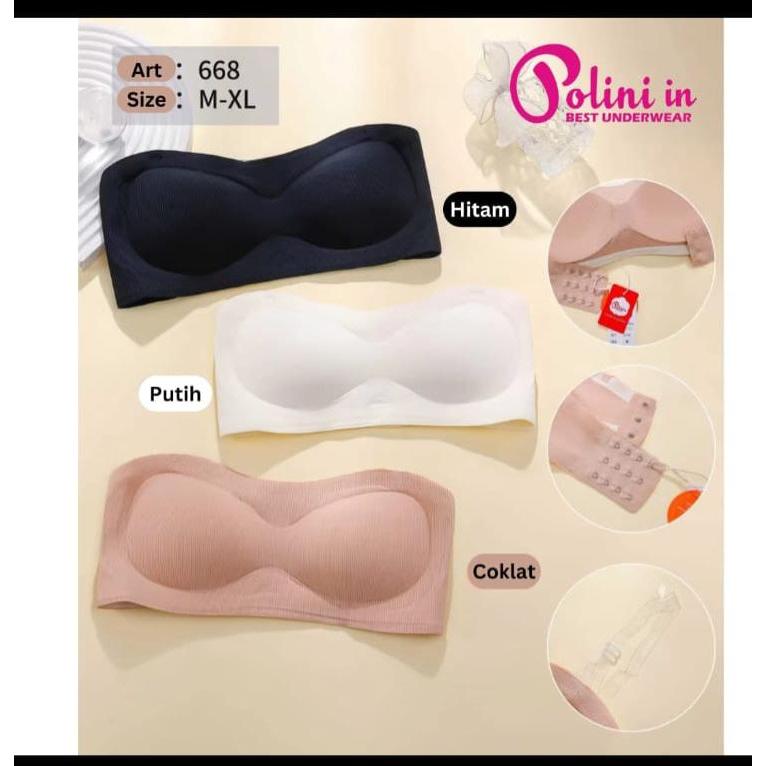 BH Seamless Strapless Bra Tali Bisa Lepas Pasang Anti Slip Bh Push Up Tube 668