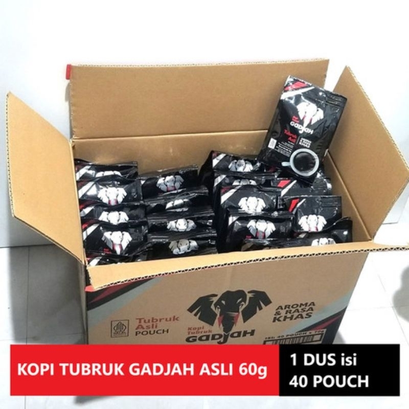 

adjah Kopi Tubruk Asli 60 gr - Kopi Hitam Bubuk Asli Cap Gajah - 60 gr