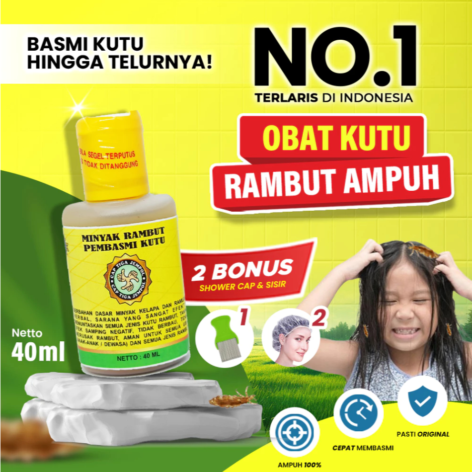 Obat Kutu Rambut Cap Tiga Jempol Penghilang Pembasmi Telur Kutu Rambut