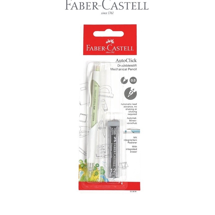 

HJ6 FaberCastell Mechanical Pencil AutoClick 5mm FREE Refill Pensil Mekanik 5mm Faber Castell FREE Refill