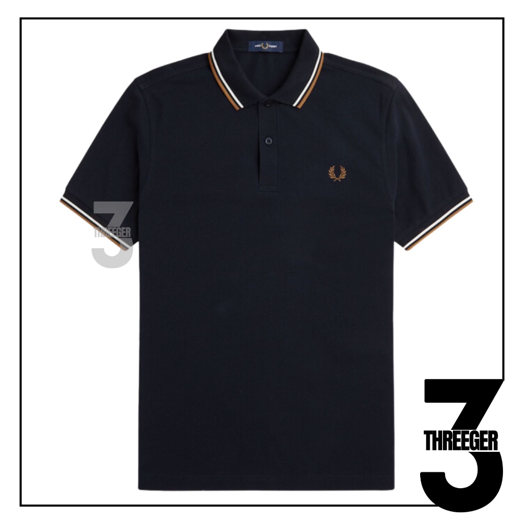 Fred Perry Snow White Shaded Stone Tipped Polo Dark Navy Original / Polo Fred Perry Original