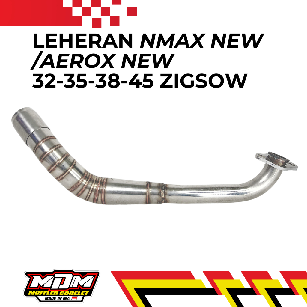 MDM RACING MUFFLER Pipa Leher Kenalpot Nmax NEW / Aerox NEW / Aerox OLD 32/35/38/45 MM Zigsow