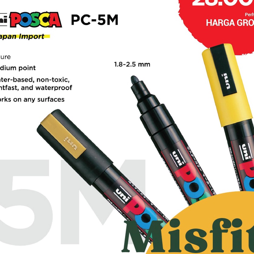 

KF7 UNI POSCA PC5M Paint Marker Medium Point PC5M Spidol Warna Warni