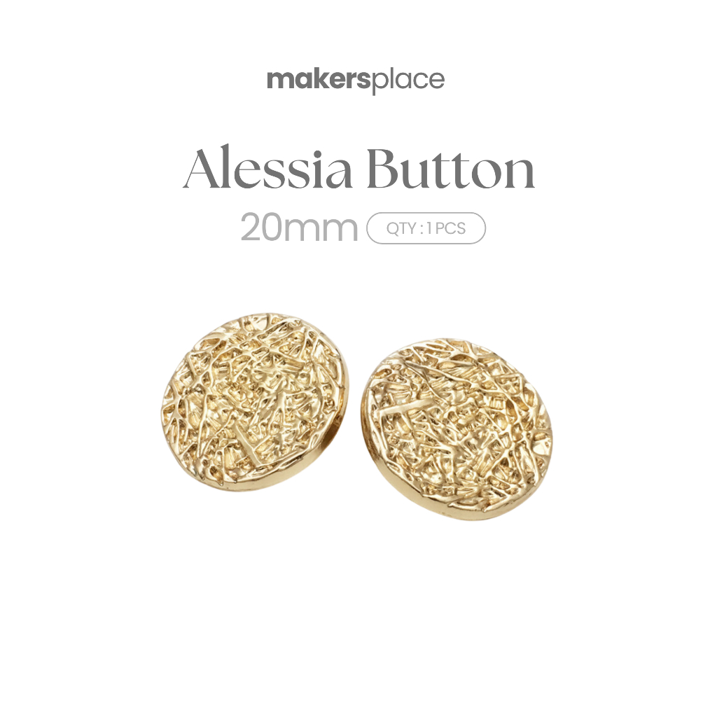 MAKERSPLACE Kancing Baju Mewah Gold Textured Alloy Button | Alessia Button
