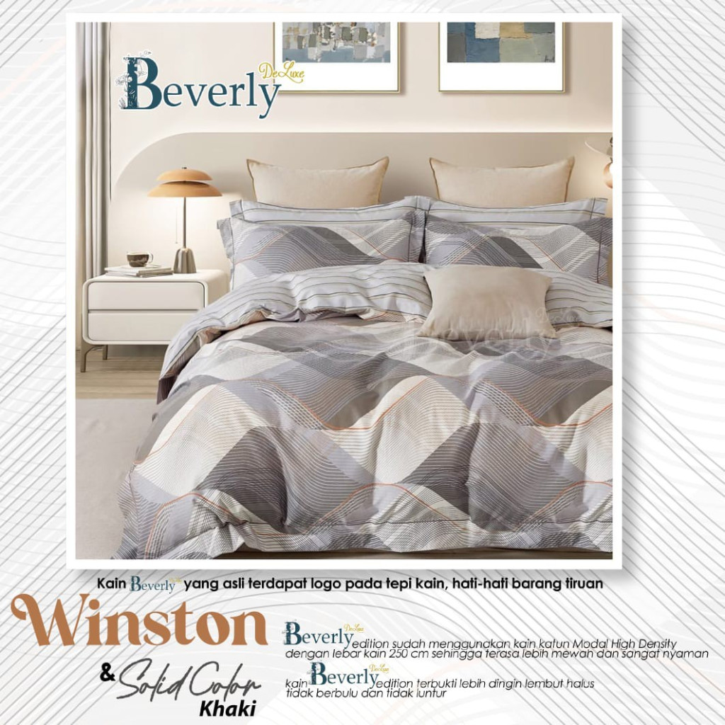 BEVERLY Winston Sprei Anti Geser Cowok Katun Lokal Motif Abstrak Seprei Dewasa Pria