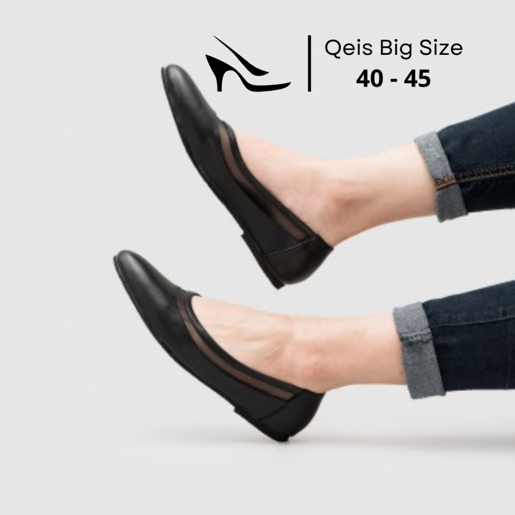BIG SIZE - Flat Shoes Wanita Ukuran Jumbo 40 41 42 43 44 45 Sepatu Formal kasual Hitam