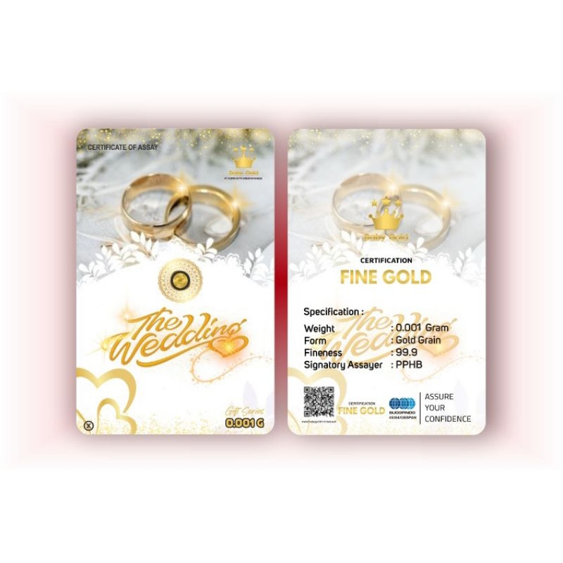 BABY GOLD HAPPY WEDDING 0,001 GRAM 0.002 GRAM EMAS MINI LOGAM MULIA GIFT SERIES