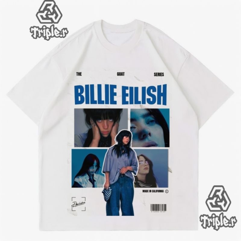 trriple.r Kaos Billie Eilish Atasan Pria Wanita Oblong Soft || Kaos Pria Catton Combed 30s Premium S