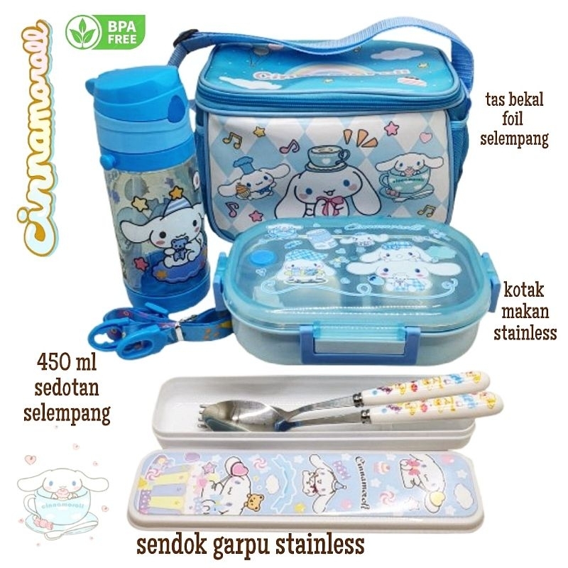 set bekal kotak makan cinnamoroll stainless